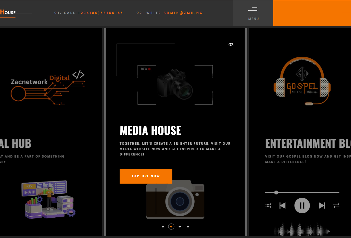 Intro Page for Zac Multimedia House Website